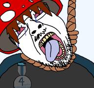 ack artist:gapenewell bloodshot_eyes brown_hair crying hanging nose open_mouth rope shroom soyjak soyjak_forum stubble tear tongue variant:bernd white_skin yellow_teeth // 768x719 // 61.0KB