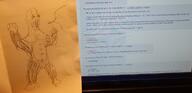 4chan animal arm bloodshot_eyes computer crying drawing full_body glasses gorilla hand irl leg open_mouth qa_(4chan) soyjak stubble variant:soyak // 1696x818 // 1.5MB