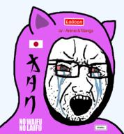 a_(4chan) anime bloodshot_eyes cat_ear clothes crying ear flag flag:japan glasses hood japan open_mouth soyjak stubble text variant:soyak // 777x840 // 170.5KB