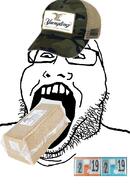 cap clothes eating food glasses hat license_plate_sticker open_mouth pennsylvania scrapple soyjak stubble variant:markiplier_soyjak2 // 735x1083 // 349.0KB