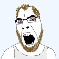 balding beard bloodshot_eyes clothes coomer glasses open_mouth series:coomers_&_gooners sleeveless_shirt soyjak stubble variant:cobson wrinkles // 1000x1000 // 38.8KB