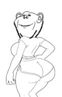 arm ass booty_shorts breasts clothes ear hair hand leg smile soyjak stubble teeth variant:impish_soyak_ears // 964x1502 // 32.3KB