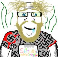 beard blond blue_eyes drool glasses meta:tagme nazism retard shitnobodycaresabout stink_lines stinky subvariant:science_lover swastika trend:aryan variant:markiplier_soyjak // 800x789 // 120.7KB
