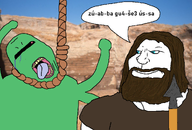 2soyjaks ack alien beard blue_eyes caveman closed_mouth clothes crying eyes_like_the_o-o-cean hair hanging irl_background long_hair noose open_mouth rope smile spear speech_bubble subvariant:mexiaryan sumerian talking teeth teeth_showing text tongue_out variant:bernd variant:meximutt zuptik_(namefag) // 1280x868 // 485.0KB