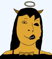 alice_angel angel bendy_and_the_ink_machine bowtie demon demon_horns disfigured halo horn long_hair rubberhose subvariant:female_cobson villain woman // 962x1094 // 19.4KB