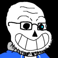 calarts clothes glasses grin sans skeleton skull so_true soyjak stubble undertale variant:soyak video_game // 422x425 // 10.6KB