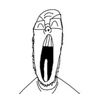 closed_eyes glasses large_mouth open_mouth soyjak stubble tongue variant:unknown // 400x400 // 5.4KB