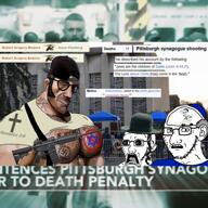 3soyjaks alt_right antisemitism ar-15_colt arm attack balding baseball_cap belt bible_verse big_lips building chair chirho christian_cross christian_identity christianity chud clips closed_mouth clothes cross crucifix curls disco eagle ear edit far_right firearm foot full_body glasses gold_chain grey_hair gs gun hair hat irl irl_background jewish_nose john_8:44 judaism kike kill_feed killing kippah larry_laffer leg leisure_suit leisure_suit_larry lips looking_at_you mass_shooter massacre mge multiple_people music nazi_swastika nazism no_symbol open_mouth pittsburgh_synagogue_shooting religion religious rent_free revelation_3:9 scared shocked shoe shooter shooting shorts sideburns sign smile smug sniper sniper_(tf2) sound star_of_david stubble subvariant:doctos subvariant:soyak_(concerned) suit swastika symbol synagogue team_fortress_2 text tshirt variant:chudjak variant:soyak video video_game weapon white_skin wikipedia // 1080x1080, 20s // 22.6MB