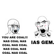 2soyjaks bloodshot_eyes blush coal crying ear facial_mark forehead_mark gem glasses hand ias meta nas nose_piercing nose_ring open_mouth painted_nails soyjak stubble subvariant:slutson text variant:cobson variant:soyak // 3465x3465 // 1.2MB