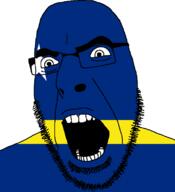 angry curacao flag flag:curaçao full_head glasses hair looking_to_the_right netherlands open_mouth soyjak star_(symbol) stubble teeth variant:cobson // 721x789 // 20.8KB