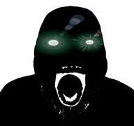 black_skin glowing glowing_eyes inverted open_mouth soyjak stubble thougher variant:bernd // 1200x1125 // 226.6KB