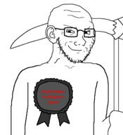 arm award beard glasses holding_scythe scythe smug soyjak text variant:soyak weapon // 548x600 // 52.7KB