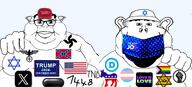 amerimutt big_ears big_lips black_lives_matter friendship jewish_star lgbt maga maga_hat meximutt no_more_brother_wars series:fusionjaks subvariant:branigger subvariant:el_goblino subvariant:impish_amerimutt subvariant:meximutt_front2 template trans_flaglag variant:brandon variant:impish_soyak_ears // 2001x906 // 964.8KB