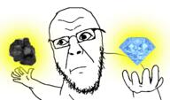 animated closed_mouth coal confused diamond floating gem glasses glowing hand levitating looking looking_to_the_left looking_to_the_right rock soyjak stubble subvariant:yurjak_double telekinesis variant:yurjak // 750x442 // 510.8KB