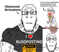 blogposting bloodshot_eyes holding_object i_love neutral nosebleed self_insert soyjak subvariant:feralrage subvariant:muscular_chud subvariant:neutralplier text variant:chudjak variant:feraljak variant:markiplier_soyjak warning // 1059x929 // 235.6KB