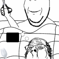 2soyjaks arm asylum balding clothes glasses hand holding_object padded_cell patient schizo scissors smile soyjak spork stubble subvariant:wholesome_soyjak thought_bubble variant:gapejak // 1623x2732 // 956.8KB