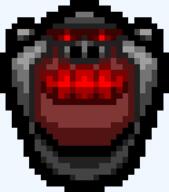 big_lips black_skin dark_skin pixel_art pixelated red_eyes subvariant:impish_front teeth thick_outline variant:impish_soyak_ears // 244x278 // 8.2KB