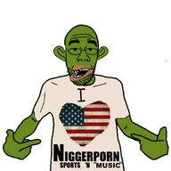 amerimutt brown_skin clothes ear flag:united_states glasses heart i_love mutt open_mouth shitskin soyjak stubble text tshirt variant:shirtjak // 2048x2048 // 173.8KB