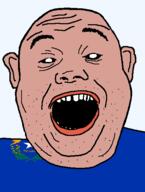 amerimutt black_sclera clothes ear flag flag:nevada hair nevada open_mouth red_shirt soyjak star_(symbol) state stubble teeth text transparent_background united_states variant:alicia // 418x555 // 22.2KB