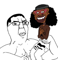 beanie big_lips buff clothes glasses hair nas:tyrone nigger sitting smile soylent_(creamy_chocolate) subvariant:soyniqua subvariant:yellcel traced variant:chudjak variant:soytan white_background woman // 1020x1050 // 56.9KB