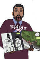 album_cover brown_skin clothes death_grips ear earring hair hand holding_object music nose_piercing open_mouth stubble variant:two_pointing_soyjaks // 1170x1744 // 761.4KB