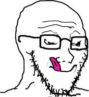 distorted glasses lick licking_lips smug stubble subvariant:sinister tongue variant:soyak // 642x705 // 29.9KB