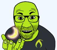 artist:bucephalus_(kiwi_farms) clothes glasses green_skin hand holding_object kiwifarms looking_at_you lunacy moon negrate open_mouth perro_hold series:kiwiperros soyjak sticker stubble subvariant transparent_background tshirt variant:el_perro_rabioso // 820x720 // 60.8KB