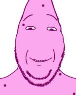 cartoon closed_mouth happy nickelodeon no_nose patrick_star pink_skin smile soyjak spongebob_squarepants starfish stubble subvariant:gapejak_front variant:gapejak // 500x622 // 31.1KB