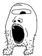 among_us full_body hairy leg monster no_eyebrows one_eye open_mouth short soyjak stubble variant:gapejak video_game // 600x800 // 28.3KB