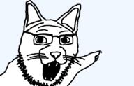 animal cat catjak glasses open_mouth pointing redraw stubble variant:two_pointing_soyjaks // 651x416 // 12.8KB