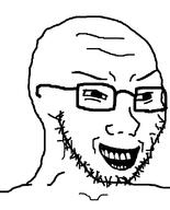 angry artist:Jay eyebrows geg glasses kek laughing open_mouth smile stubble teeth variant:soyak // 644x800 // 12.7KB