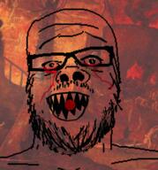 blood crying glasses hell open_mouth soyjak stubble variant:a24_slowburn_soyjak // 425x456 // 475.0KB