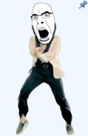 animated dance full_body gangnam_style glasses irl open_mouth push_pin soyjak sticky stubble template transparent_background variant:cobson // 300x460 // 242.6KB