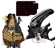 alien alien_(movie) angry baby blood bloodshot_eyes crying full_body gas gore h_r_giger horror monster movie orange_sclera plate predator predator_(movie) sci-fi skeleton skull soyjak steam stinky stubble subvariant:hornyson subvariant:nucob table total_nigger_death tranny variant:cobson variant:cryboy_soyjak variant:gapejak variant:impish_soyak_ears variant:markiplier_soyjak variant:soyak video_game xenomorph // 1934x1670 // 761.6KB