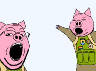 animal anti_christian anti_white arm azov_battalion celtic_cross cross ear eyelids glasses hand lgbt open_mouth pig pink_skin pointing snout soldier soyjak star_of_david stubble subvariant:massjak subvariant:wholesome_soyjak ukraine variant:gapejak variant:two_pointing_soyjaks vest // 1800x1330 // 66.2KB