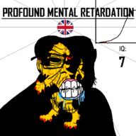 angry animal bald bell_curve black_eyes black_hole black_sclera british ceredigion clenched_teeth closed_mouth country cracked_teeth drool ear flag flag:ceredigon flag:united_kingdom glasses hair iq iq_bell_curve lion mustache nightmare_fuel no_pupils profound_mental_retardation retard soyjak stubble text united_kingdom variant:feraljak wales wrinkles // 1024x1024 // 110.9KB