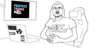 arm chair gaming hair hand laptop looking_up open_mouth raised_eyebrow screen soyjak stubble tranny variant:unknown // 2000x1000 // 200.5KB