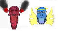 angel angry blood bloodshot_eyes blue_skin calm closed_eyes closed_mouth ear earwax glasses halo low_resolution markiplier ms_paint pixelated red_eyes red_skin schizo seething stubble sweating vein wing // 1004x540 // 55.0KB