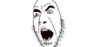 angry oekaki open_mouth soyjak stubble variant:cobson // 500x250 // 20.8KB
