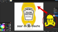 admin app application bottle color color_wheel custard_(user) cyrillic_text english_text ext=mp4 foot full_body heinz mustard mustard_(user) number paint.net program red_arrow red_circle screen_recording sitting subvariant:condiment text variant:feraljak video voiceover yellow_skin // 854x480, 8.2s // 3.0MB