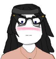 beanie blue_eyes blush clothes embarrassed female glasses hair necklace soyjak variant:soytan // 659x697 // 35.6KB