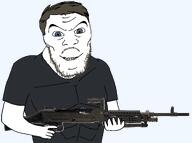 blue_eyes brown_hair buff clothes finger gun h3k_(user) hand happy holding_gun light_machine_gun lmg m240 machine_gun meta:namefags self_insert smile subvariant:feralaryan transparent_background variant:feraljak white_skin // 2051x1525 // 197.6KB