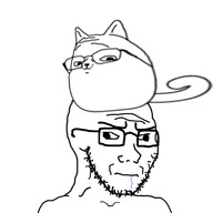animal cat cat_ear closed_mouth ear glasses nose snout subvariant:gapecat subvariant:wholesome_soyjak tail transparent_background variant:gapejak whiskers // 400x400 // 40.8KB