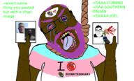 aryan balding beard brown_skin brown_troonjak clothes crying cuba cuban_(user) gigachad glasses greentext hanging i_hate joel_(user) multiple_soyjaks open_mouth purple_beard purple_eyebrows purple_hair rent_free rope south_italian south_italian_(user) stubble subvariant:science_lover text tranny variant:bernd variant:chudjak variant:markiplier_soyjak variant:mrnebula // 1900x1162 // 745.2KB