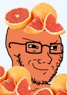 food fruit glasses grapefruit series:fruiterz! smirk smug soyjak stubble variant:soyak // 610x864 // 504.1KB