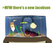 animal baby deformed fish fish_tank glasses greentext markiplier meme open_mouth soyjak stubble subvariant:jacobson text variant:a24_slowburn_soyjak variant:markiplier_soyjak water // 1783x1424 // 1.2MB