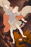 Colorlesspy(user) angel angry archangel_michael argentina aryan buff bug chad christianity flag:argentina garf_(user) hello_my_name_is_(sticker) holding_object nigger painting subvariant:mexiaryan sword turkiye turkroach variant:feraljak variant:meximutt wing yellow_teeth // 800x1197 // 942.3KB