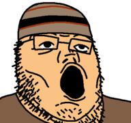 clothes glasses hat open_mouth redraw skin soyjak stubble variant:tony_soprano_soyjak white wojti2000 // 427x400 // 5.8KB