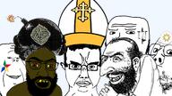 abraham abrahamic_religion arabic_text arm baha'i beard bomb brown_eyes brown_skin christianity clothes cross drabsha druze_star ear glasses god hair hand hat islam judaism kippah mandaeism multiple_soyjaks nas:merchant nose open_mouth religion soyjak star_(symbol) stubble subvariant:michijak subvariant:scholar subvariant:sigurður subvariant:tetojak teeth text transparent_background unibrow variant:chudjak variant:feraljak variant:gapejak variant:markiplier_soyjak yellow_teeth // 1280x720 // 483.6KB