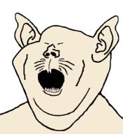 animal closed_eyes ear fangs open_mouth pointy_ears soyjak variant:impish_soyak_ears // 661x727 // 9.3KB